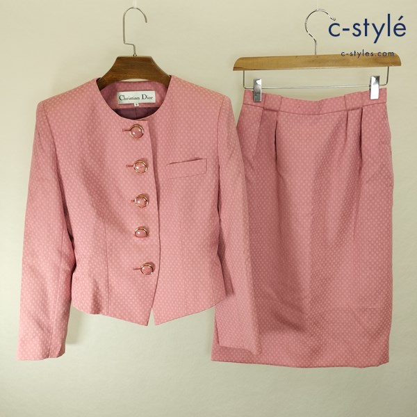 ChristianDior クリスチャンディオール スーツ セットアップ 9 ピンク ジャケット スカート レディース