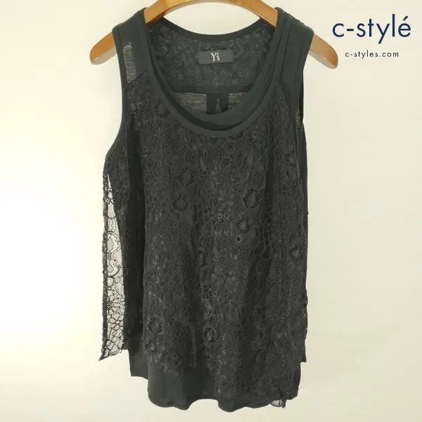 Y’s ワイズ レースノースリーブカットソー 2 ブラック レディース YU-B17-806