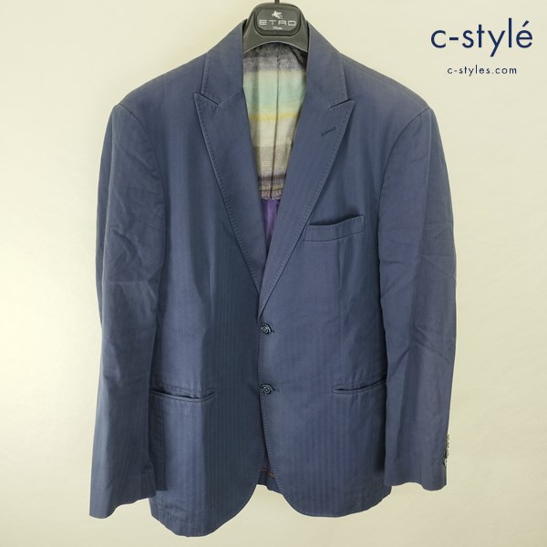 ETRO エトロ テーラードジャケット 2B 50 ネイビー 裏地総柄