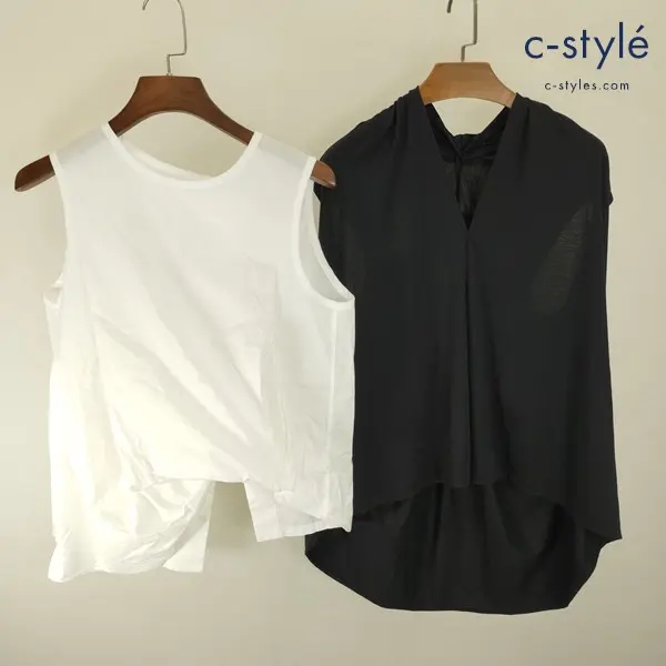 Y’s ワイズ ノースリーブカットソー YD-B11-020 ホワイト YD-T43-071 ブラック 2 レディース