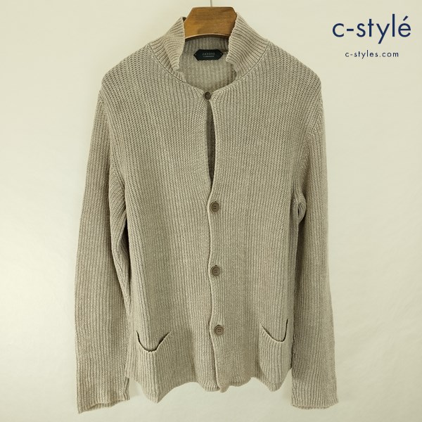 ZANONE ザノーネ ニットジャケット 48 グレー系 カーディガン 麻 綿 7ETJP1 Z9997