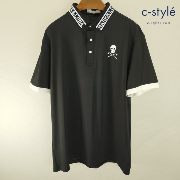 MARK&LONA マークアンドロナ ポロシャツ 半袖 XL ブラック ドクロ ゴルフウェア