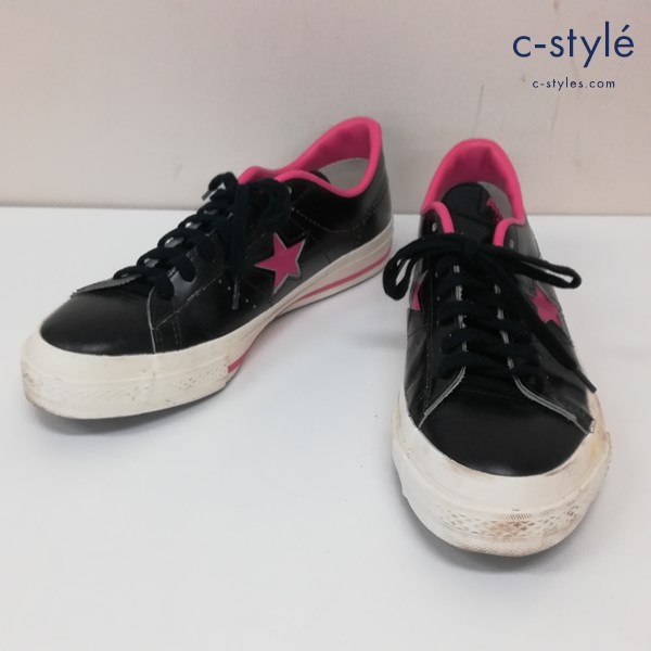 CONVERSE コンバース ONE STAR J ワンスター レザー スニーカー 7 ブラック×ピンク