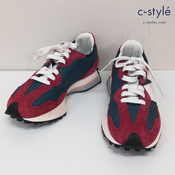 New Balance ニューバランス スニーカー 23.5cm レッド×ネイビー MS327MR スエード ローカット レディース
