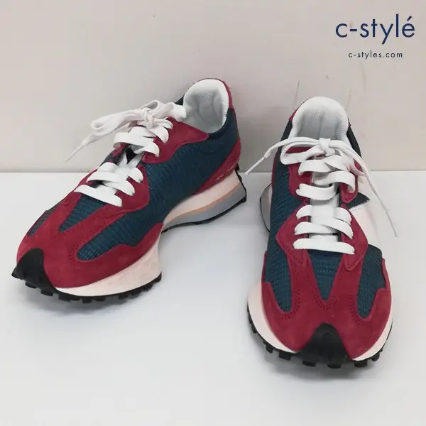 New Balance ニューバランス スニーカー 23.5cm レッド×ネイビー MS327MR スエード ローカット レディース
