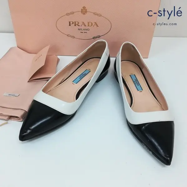 PRADA プラダ パンプス 36 ブラック×ホワイト バイカラー