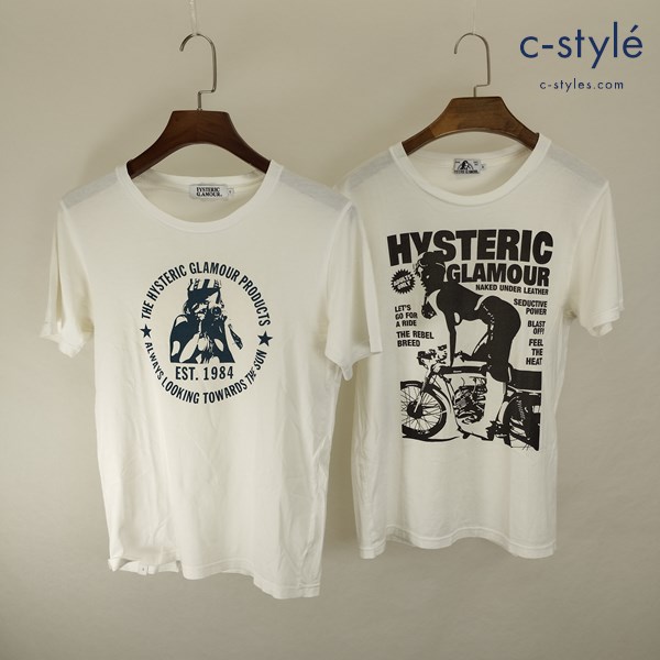 HYSTERIC GLAMOUR ヒステリックグラマー 半袖Tシャツ S ホワイト ガールプリント カメラ バイク