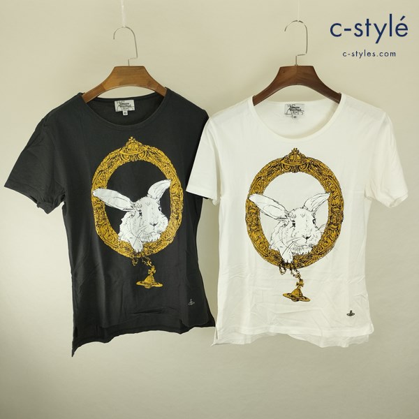 vivienne westwood ヴィヴィアンウエストウッド 半袖シャツ 46 ブラック ホワイト 綿100% 日本製