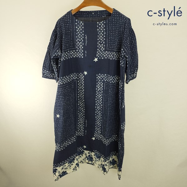45R フォーティーファイブアール ワンピース 0 ネイビー系 綿100 日本製 半袖 星柄