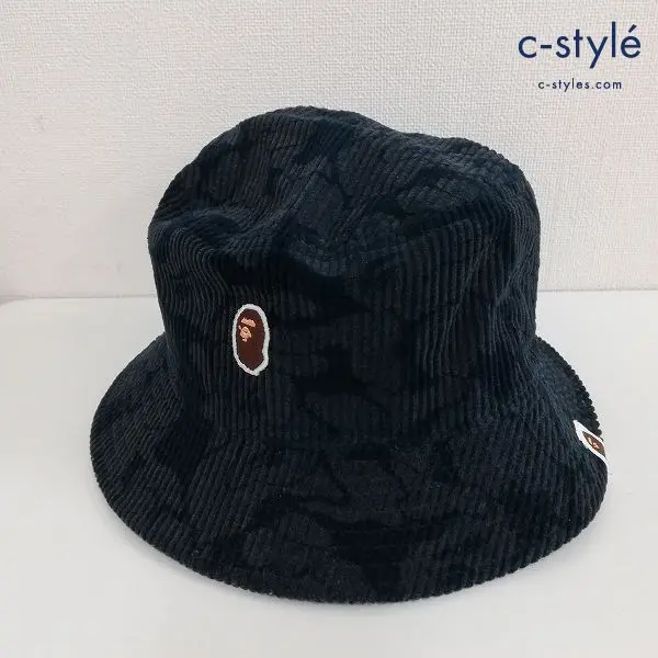 A BATHING APE アベイシングエイプ 帽子 ブラック系 コーデュロイハット