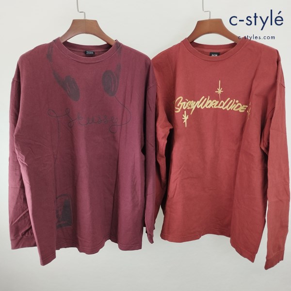 STUSSY ステューシー Tシャツ XL レッド系 長袖 綿100%