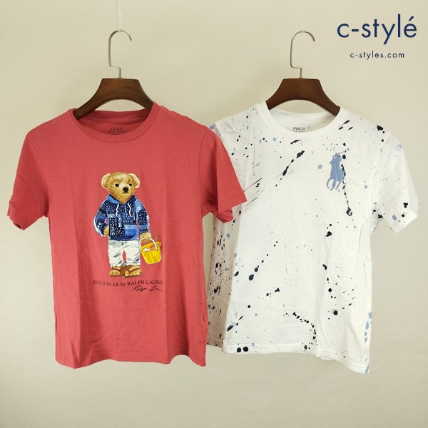 POLORALPHLAUREN ポロラルフローレン Tシャツ 150 レッド ホワイト系 ポロベアTシャツ ポニー刺繍 半袖