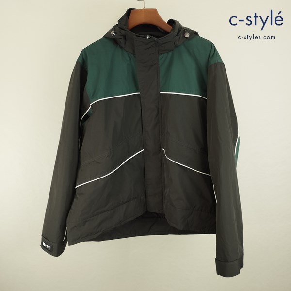 M+RC NOIR マルシェノア ジャケットパーカー L ブラック×グリーン ロゴ ジップアップ フーディー