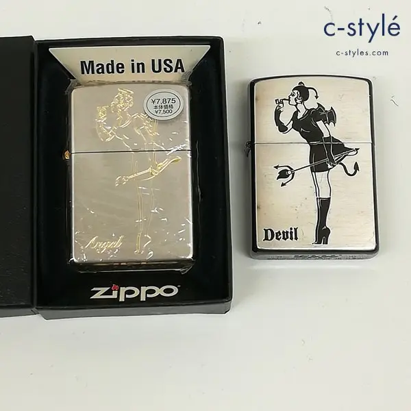 ZIPPO ジッポー オイルライター Angel Devil 天使 悪魔 シルバー 喫煙具 計2点