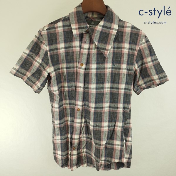 Vivienne Westwood MAN ヴィヴィアンウエストウッドマン 変形シャツ 半袖 46 マルチカラー チェック柄