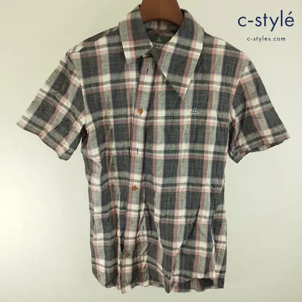 Vivienne Westwood MAN ヴィヴィアンウエストウッドマン 変形シャツ 半袖 46 マルチカラー チェック柄