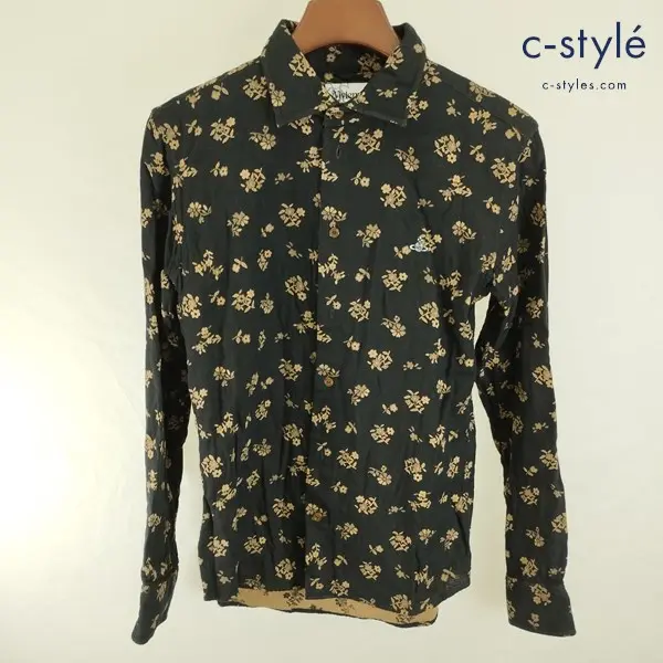 Vivienne Westwood MAN ヴィヴィアンウエストウッドマン 長袖シャツ 46 ブラック 花柄 総柄 綿100%