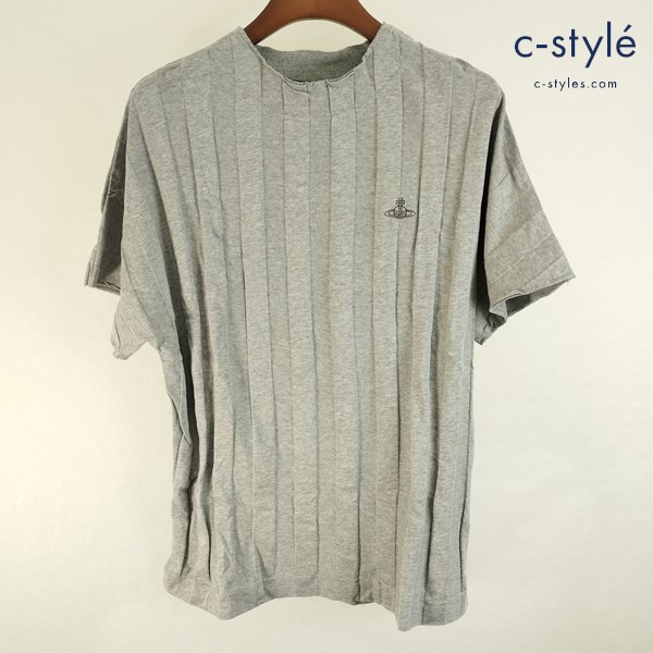 Vivienne Westwood MAN ヴィヴィアンウエストウッドマン バンピーストライプ Tシャツ Fサイズ グレー