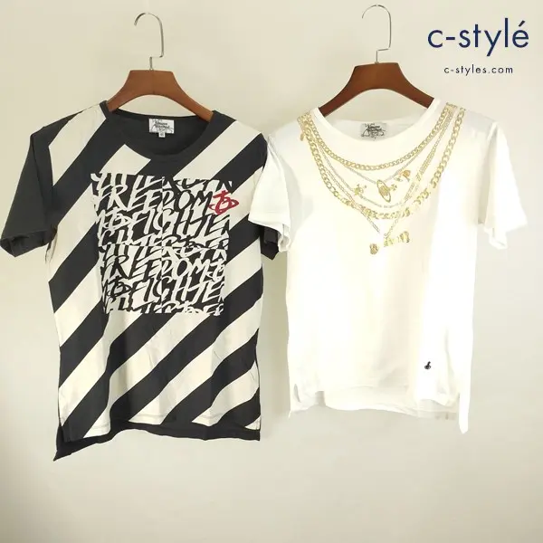 Vivienne Westwood MAN ヴィヴィアンウエストウッドマン Tシャツ 46 ホワイト ブラック系 綿100%