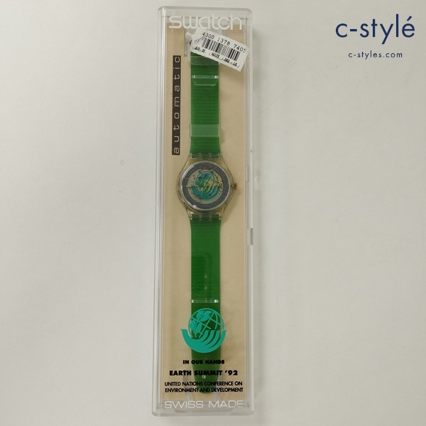 Swatch スウォッチ 腕時計 クリア×グリーン Time To Move 自動巻き SAK102