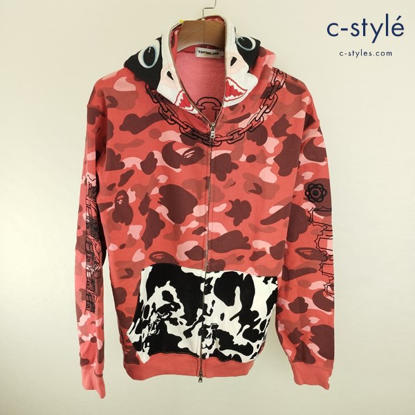 A BATHING APE アベイシングエイプ ホルスタインパーカー L レッド系