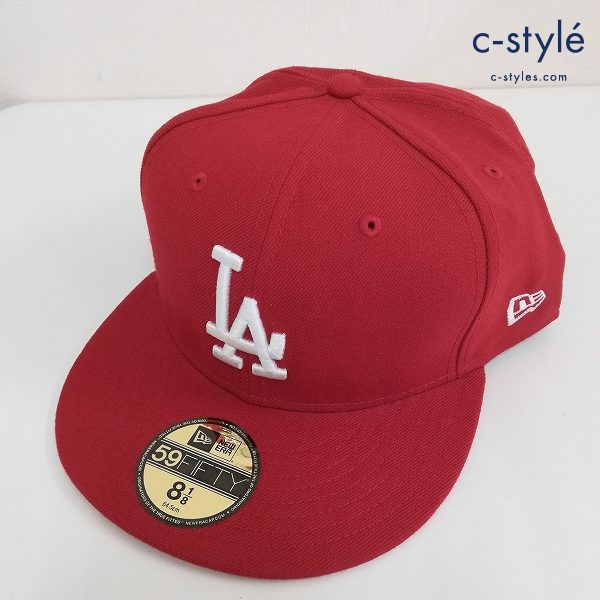 NEWERA ニューエラ キャップ 8・1/8 64.5cm レッド ロサンゼルスドジャース