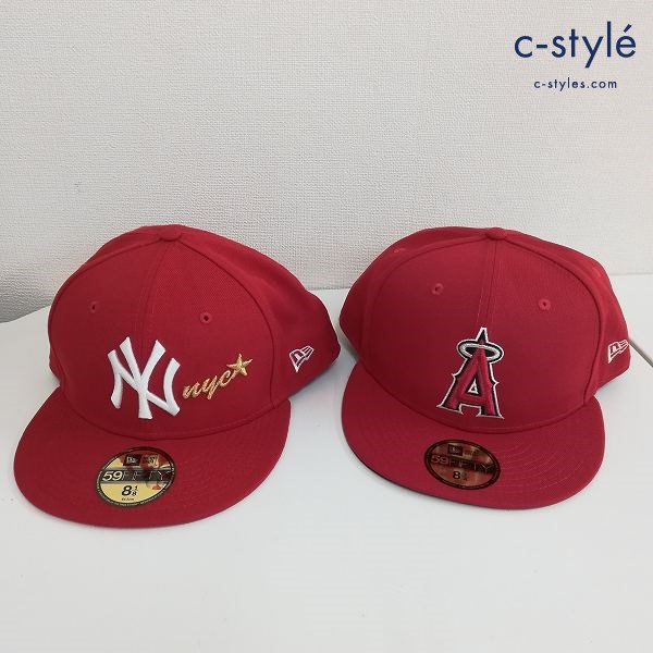 NEWERA ニューエラ キャップ 8・1/8 64.5cm 8・1/4 65.4cm レッド ヤンキース エンゼルス