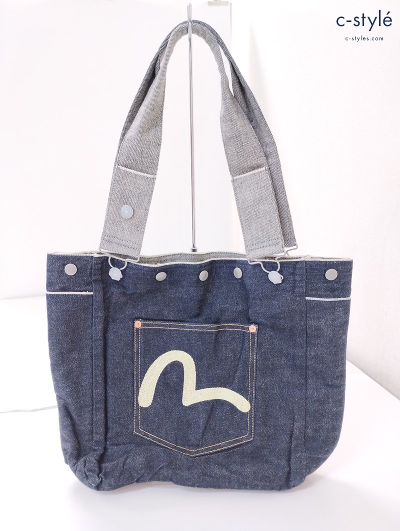 EVISU エヴィス カモメ刺繍ポケット2-WAY中サイズデニムトートバッグ 中サイズ インディゴ