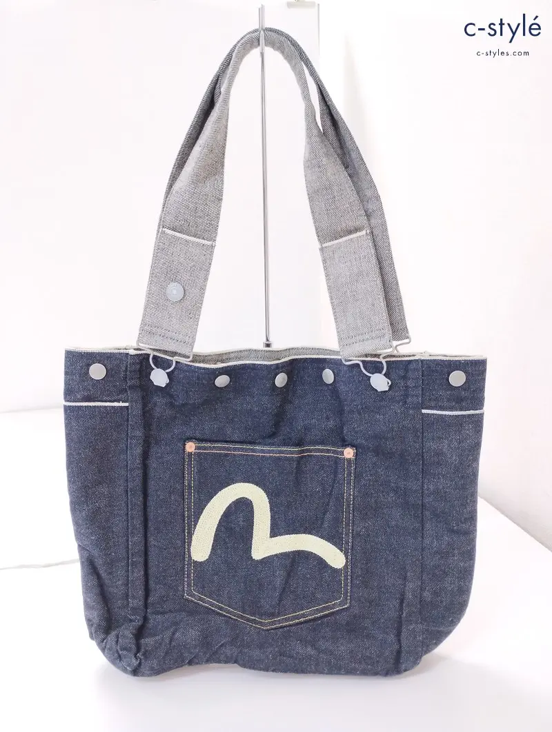 EVISU エヴィス カモメ刺繍ポケット2-WAY中サイズデニムトートバッグ 中サイズ インディゴ