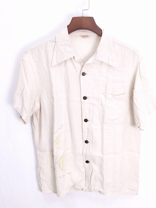 THE REAL McCOY’S リアルマッコイズ 半袖アロハシャツ M クリーム系 VEGAS GIRL