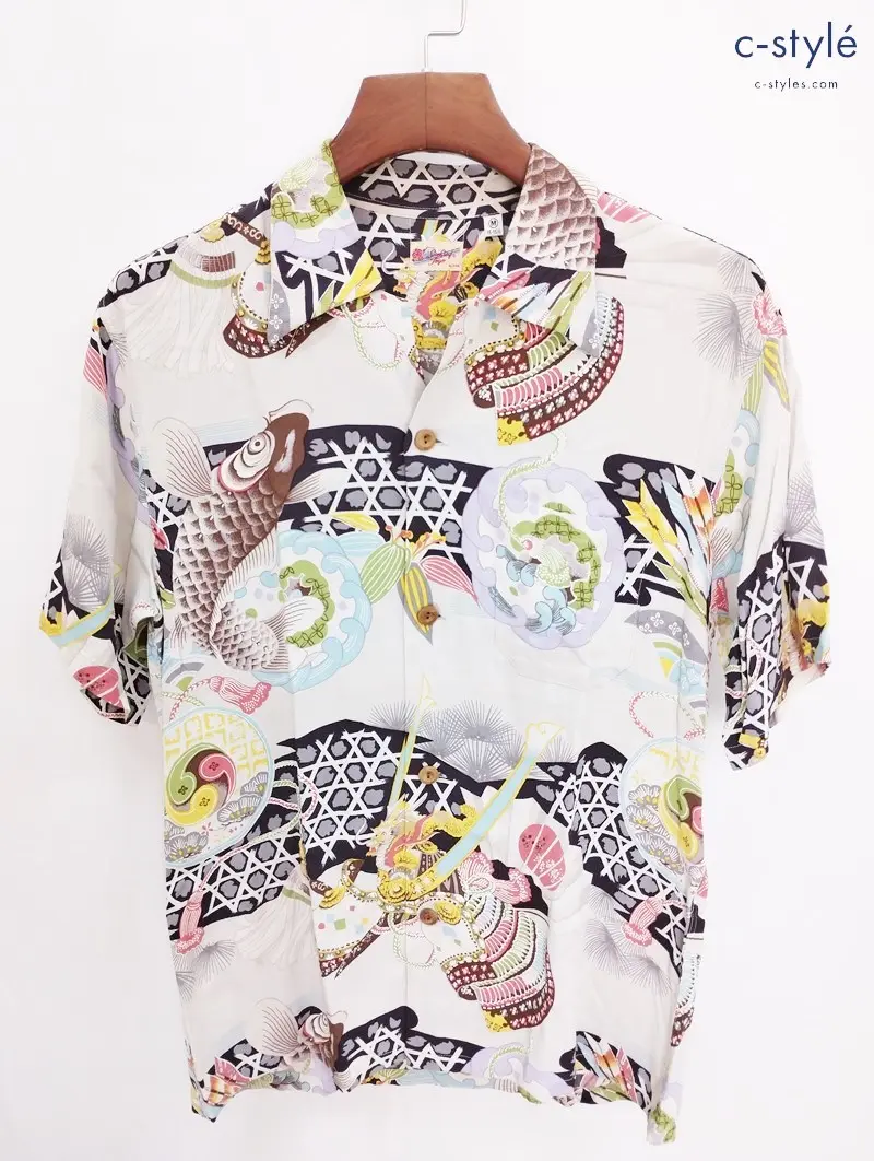 SUN SURF サンサーフ アロハシャツ M マルチカラー SS31607 半袖 レーヨン 鯉