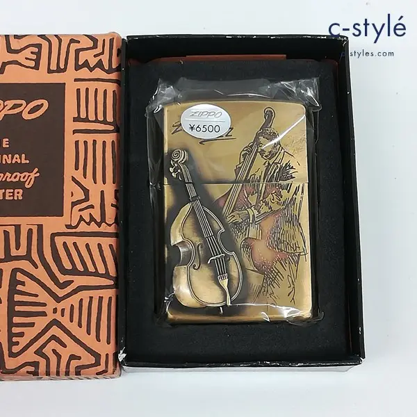 ZIPPO ジッポー オイルライター ゴールド JAZZ ジャズ ウッドベース 1993年 喫煙具