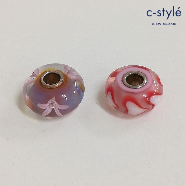 TROLLBEADS トロールビーズ ガラスビーズ マルチカラー 花 ハート アクセサリー