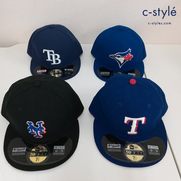 NEWERA ニューエラ 59FIFTY キャップ 7・3/8 58.7cm 7・1/2 59.6cm MLB 野球 計4点 タンパベイレイズ ニューヨークヤンキース 他