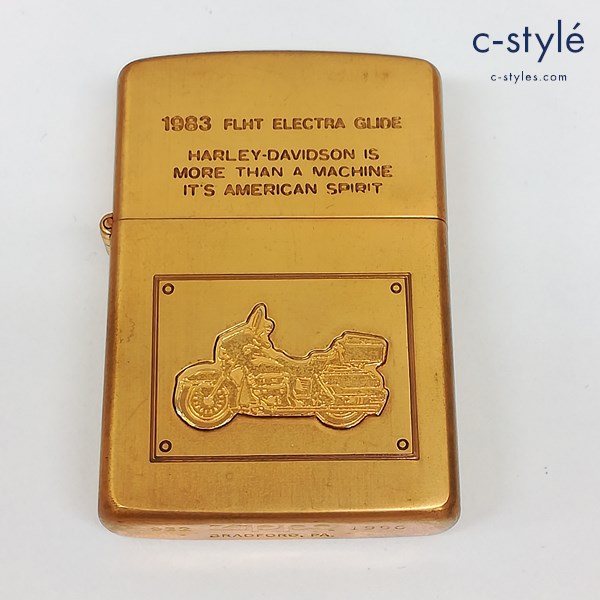 ZIPPO ジッポー オイルライター ハーレーダビッドソン バイクメタル ソリッドブラス 1990年製 立体プレート