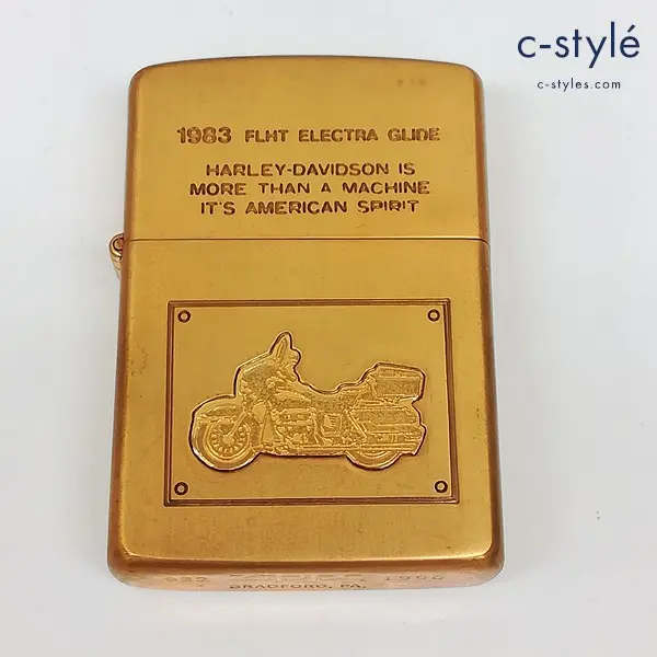 ZIPPO ジッポー オイルライター ハーレーダビッドソン バイクメタル ソリッドブラス 1990年製 立体プレート