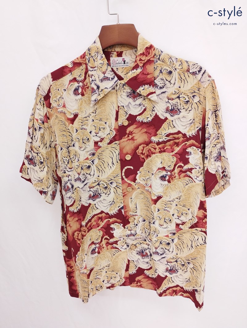 SUN SURF サンサーフ アロハシャツ M レッド系 SS31814 虎 半袖 THE WARDROBE
