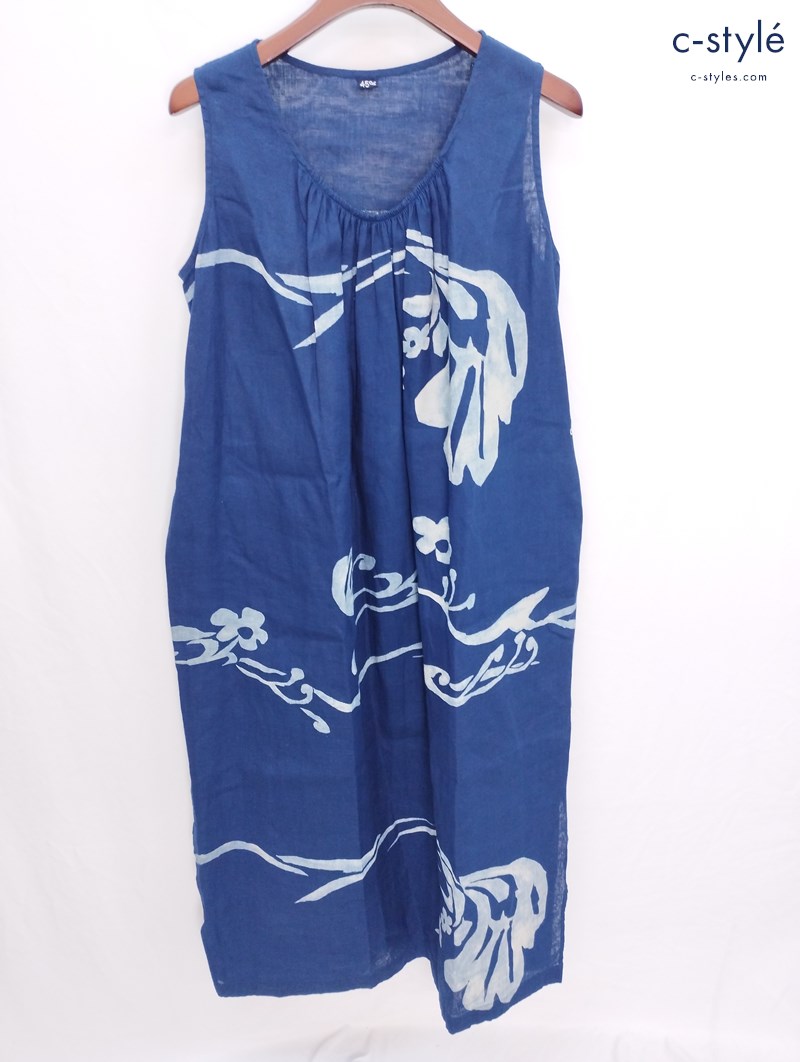 45R フォーティーファイブアール 二重織のUMIIロハドレス FREE インディゴ ノースリーブワンピース