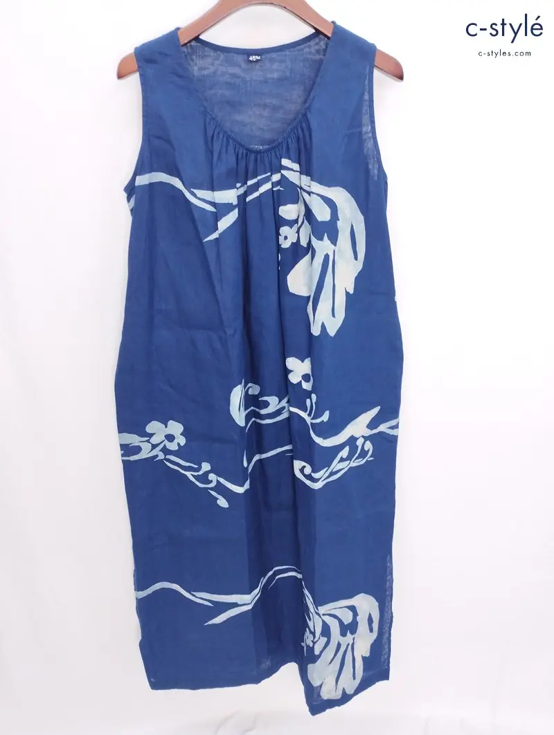 45R フォーティーファイブアール 二重織のUMIIロハドレス FREE インディゴ ノースリーブワンピース