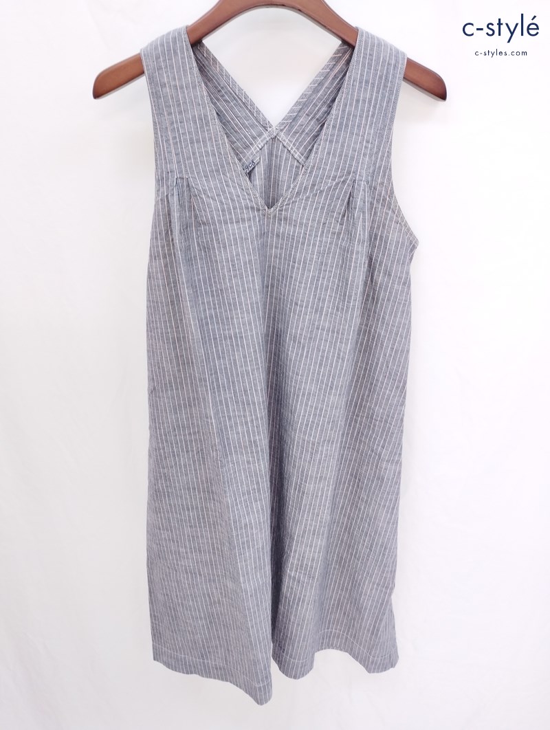 45R Umii908 ワンピース 2 グレー系 ストライプ ジャンパースカート ノースリーブ