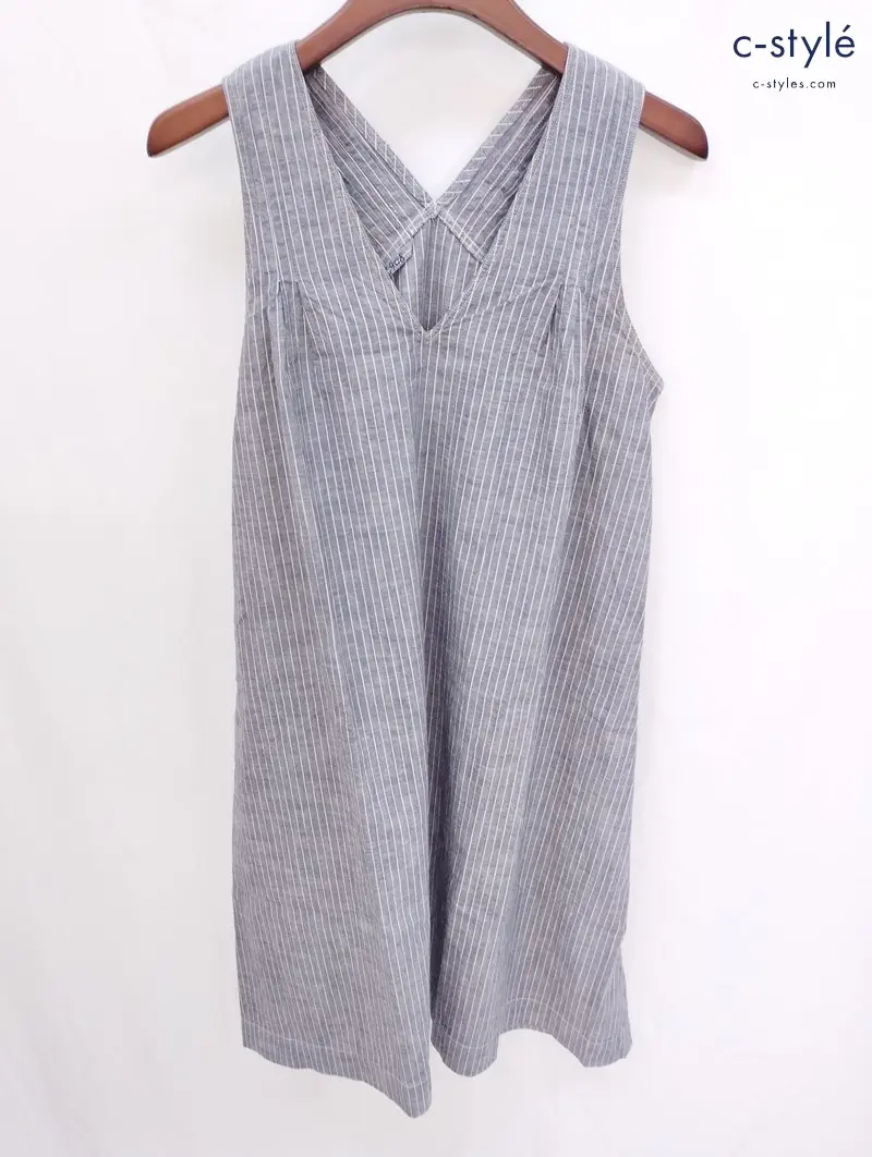 45R Umii908 ワンピース 2 グレー系 ストライプ ジャンパースカート ノースリーブ