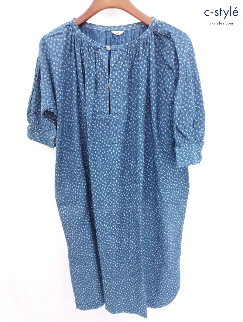 45R フォーティファイブアール ワンピース 0 ネイビー系 花柄 綿100％ コットン