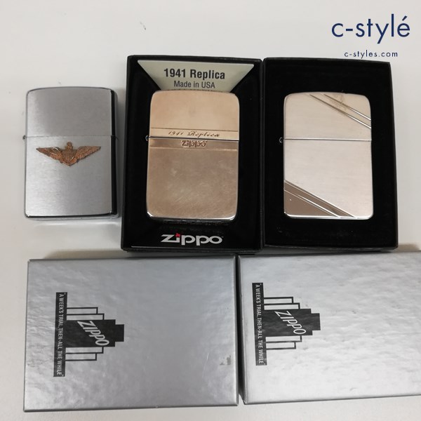 ZIPPO ジッポー オイルライター ダイアゴナルライン U.S. NAVY 1941 レプリカ 喫煙具 計3点