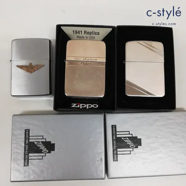 ZIPPO ジッポー オイルライター ダイアゴナルライン U.S. NAVY 1941 レプリカ 喫煙具 計3点