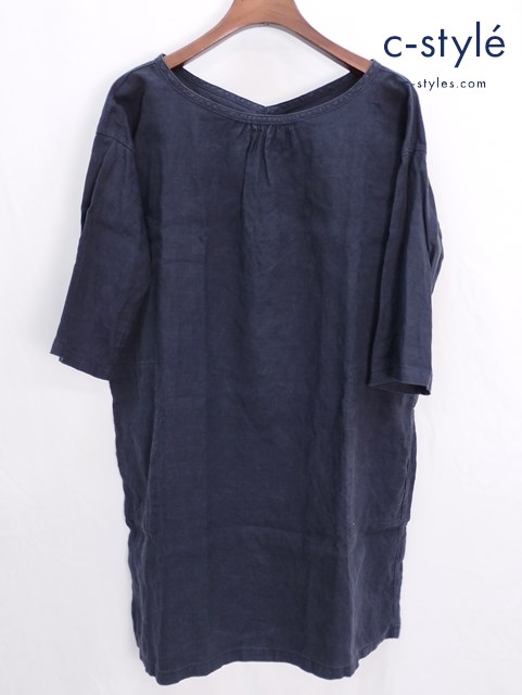 45rpm フォーティーファイブアールピーエム Ku・Ra・Si ワンピース 0 ネイビー系 麻 リネン100%