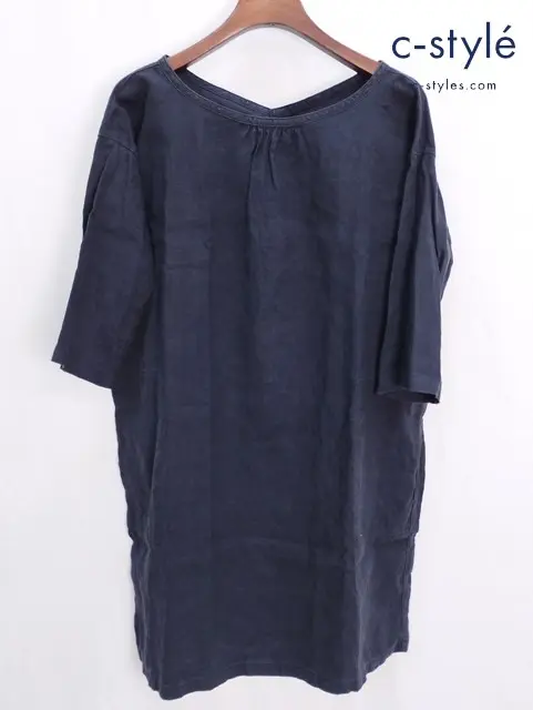 45rpm フォーティーファイブアールピーエム Ku・Ra・Si ワンピース 0 ネイビー系 麻 リネン100%