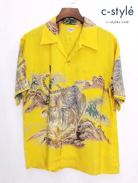 SUN SURF サンサーフ 半袖 アロハシャツ L イエロー系 シルク スペシャルエディション TORA SS30213