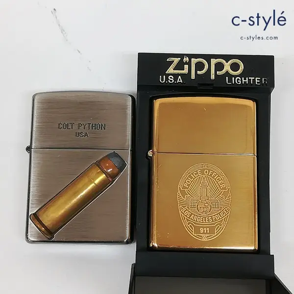 ZIPPO ジッポー オイルライター ロサンゼルスポリス 911 ブラス 1998年 コルトパイソン 弾丸 1999年 喫煙具