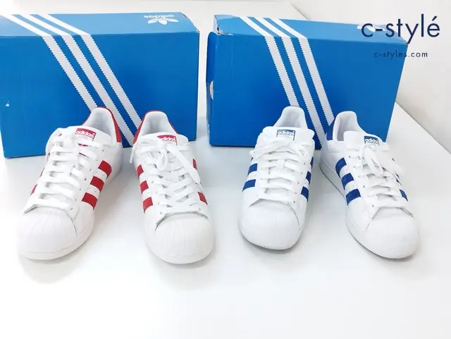 adidas アディダス スニーカー 25.5cm ホワイト×レッド ホワイト×ブルー SUPERSTAR EF9237 EE8595