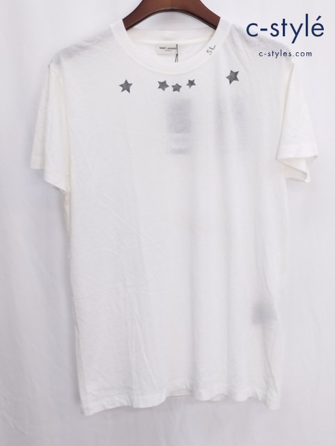 SAINT LAURENT PARIS サンローランパリ 半袖Tシャツ M ホワイト スタープリント 綿100% 412182 Y2SC1